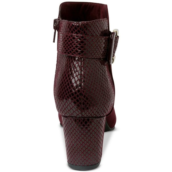 Karen Scott Ivyy Mixed-Media Heeled Booties Wine Snake Size 7 M - Picture 3 of 7
